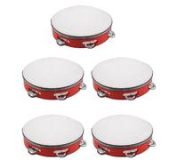 Gvvsjgdbis 5pcs 8inch Musical Tambourine Tamborine Drum Round Percussion Gift for KTV Red