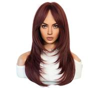 Gvvsjgdbis 64cm European and American Simulation Wig Female Long Hair Center Parted Full Set Long Hair Female Set Wig Easy Install,A