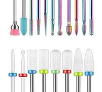 Gvvsjgdbis Advanced 19pcs 3/32 Inch Electric Nail Drill Bits Sets, Diamond & Ceramic Cuticle Bits for Acrylic Gel Nails