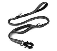 Gvvsjgdbis Dog Leash Heavy Duty,4-6FT Shock Absorbing Bungee Dog Leash+2 Padded Handle,Metal Carabiner Clip,Car Seat Belt Black Easy to Use
