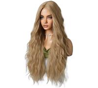 Gvvsjgdbis Female Long Curly Hair Center Parted Wig Bangs Water Ripple Chemical Fiber Wig Wig Sand Gold 72cm
