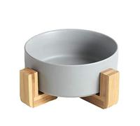 Gvvsjgdbis Food Water Elevated Dish Food Water Bowl Set for Pet, with Wood Stand, Bowl with Stand B