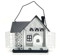 Gvvsjgdbis Hummingbird Feeder Birdhouse - Automatic Dual Birdhouse Metal Outdoor Decor White