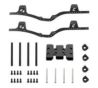 Gvvsjgdbis LCG Carbon Fiber Chassis Kit Frame Rail Skid Plate Body Post Mount for Axial SCX10 1/10 RC Crawler Car Parts,Black