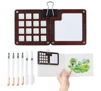 Gvvsjgdbis Mini Portable Watercolor Palette Set, 15 Grids Wooden Palette Box Watercolor Paper Pad Watercolor Sketch Book