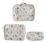Gvvsjgdbis Quilted Bear Makeup Bag Cosmetic Organizer Bag Aesthetic Makeup Storage Bag Cute Bear Toiletry Bag Cosmetic Bag