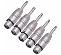 Gvvsjgdbis Silver Metal 5Pcs Unbalanced XLR Female to 1/4 Inch Mono Male Plug Cable Adapter Set 6.35mm Male to XLR Female for Mixers, Microphones