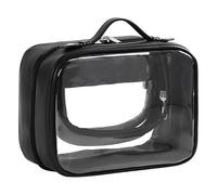 Gvvsjgdbis Transparent Makeup Bag Double Travel Cosmetic Bags Case Waterproof Toiletries Bag Large Capacity Open Storage Bag Black Easy to Use 21 X 11 X 15cm