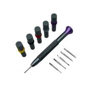 Gvvsjgdbis Watch Screwdriver Set High Hardness Thick Handle High Speed Steel Watch Repair Tool with 5 Screw Bits 0.8mm-1.6mm +1.4mm