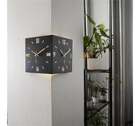 GVXOX Led Corner Clock, Double Sided Corner Wall Clock, Decorative Silent Wall Clock with Voice Sensor Light, for Bedroom Living Room Decor (Color : Black)