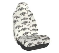 GVYGVY Car Seat Covers Front Seats - Fashion Skeleton Fish Fossil Print Car Accessories Interior with Full - Surround Elasticity for Automotive Seat Covers Protector for Trucks SUV Cars