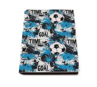 GVYGVY College Ruled Notebooks for School - Blue Black Soccer Ball Print Pu Leather Travel A5 Lined Book Journal for Women Men, 90 Pages, Hardcover Refillable Notebook Paper for Writing Business