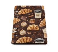 GVYGVY College Ruled Notebooks for School - Coffee Bread 1 Print Pu Leather Travel A5 Lined Book Journal for Women Men, 90 Pages, Hardcover Refillable Notebook Paper for Writing Business