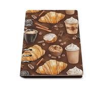 GVYGVY College Ruled Notebooks for School - Coffee Bread Print Pu Leather Travel A5 Lined Book Journal for Women Men, 90 Pages, Hardcover Refillable Notebook Paper for Writing Business