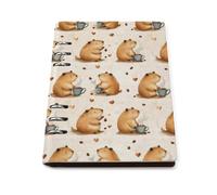 GVYGVY College Ruled Notebooks for School - Coffee Capybara Print Pu Leather Travel A5 Lined Book Journal for Women Men, 90 Pages, Hardcover Refillable Notebook Paper for Writing Business