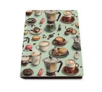 GVYGVY College Ruled Notebooks for School - Coffee Pastries Print Pu Leather Travel A5 Lined Book Journal for Women Men, 90 Pages, Hardcover Refillable Notebook Paper for Writing Business