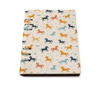 GVYGVY College Ruled Notebooks for School - Cool Colorful Horses Print Pu Leather Travel A5 Lined Book Journal for Women Men, 90 Pages, Hardcover Refillable Notebook Paper for Writing Business