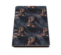 GVYGVY College Ruled Notebooks for School - Cool Fire Mountain Dragon A Print Pu Leather Travel A5 Lined Book Journal for Women Men, 90 Pages, Hardcover Refillable Notebook Paper for Writing Business