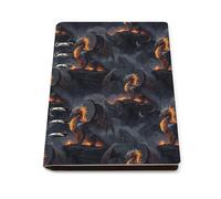 GVYGVY College Ruled Notebooks for School - Cool Fire Mountain Dragon Print Pu Leather Travel A5 Lined Book Journal for Women Men, 90 Pages, Hardcover Refillable Notebook Paper for Writing Business