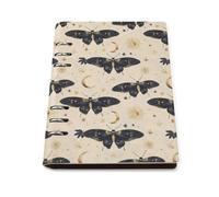 GVYGVY College Ruled Notebooks for School - Dark Blue Butterfly Moon Print Pu Leather Travel A5 Lined Book Journal for Women Men, 90 Pages, Hardcover Refillable Notebook Paper for Writing Business