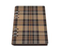 GVYGVY College Ruled Notebooks for School - Khaki Coffee Plaid Print Pu Leather Travel A5 Lined Book Journal for Women Men, 90 Pages, Hardcover Refillable Notebook Paper for Writing Business