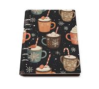 GVYGVY College Ruled Notebooks for School - Snowflake Ice Cream Coffee Print Pu Leather Travel A5 Lined Book Journal for Women Men, 90 Pages, Hardcover Refillable Notebook Paper for Writing Business