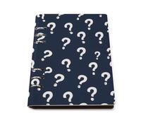 GVYGVY College Ruled Notebooks for School - White Question Mark Print Pu Leather Travel A5 Lined Book Journal for Women Men, 90 Pages, Hardcover Refillable Notebook Paper for Writing Business