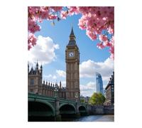 GVYGVY Diamond Art Kits for Adults - Cherry Blossom Big Ben London Scene DIY Frameless Diamond Painting Kits for Adults Beginner, 12x16 in Diamond Painting Kit for Home Wall Decor