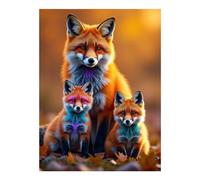 GVYGVY Diamond Art Kits for Adults - Fox Family Autumn Nature Scene DIY Frameless Diamond Painting Kits for Adults Beginner, 12x16 in Diamond Painting Kit for Home Wall Decor