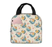 GVYGVY Insulated Lunch Box for Women Men - Flower Music Ball Print Small Lunch Bag Women, Adult Cooler Tote Box Bag Insulated for Work Gym Travel with 8x5 Inch Front Pocket