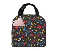 GVYGVY Insulated Lunch Box for Women Men - Music Notes Colorful Print Small Lunch Bag Women, Adult Cooler Tote Box Bag Insulated for Work Gym Travel with 8x5 Inch Front Pocket