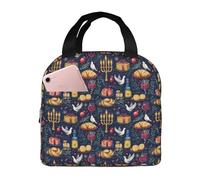 GVYGVY Insulated Lunch Box for Women Men - Pigeon and Food Print Small Lunch Bag Women, Adult Cooler Tote Box Bag Insulated for Work Gym Travel with 8x5 Inch Front Pocket