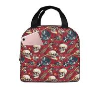 GVYGVY Insulated Lunch Box for Women Men - Rock Style Music Skull Print Small Lunch Bag Women, Adult Cooler Tote Box Bag Insulated for Work Gym Travel with 8x5 Inch Front Pocket