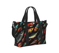 GVYGVY Laptop Tote Bag for Women Work - Colorful Fish Hook 1 Print Overnight Weekender Bags for Women Travel, Gym Duffle Bag for Men, Personal Item Crossbody Travel Bags for Men Carry On