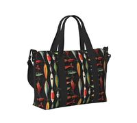 GVYGVY Laptop Tote Bag for Women Work - Colorful Fish Hook Print Overnight Weekender Bags for Women Travel, Gym Duffle Bag for Men, Personal Item Crossbody Travel Bags for Men Carry On