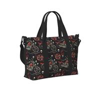 GVYGVY Laptop Tote Bag for Women Work - Skull Motorcycle Cool Print Overnight Weekender Bags for Women Travel, Gym Duffle Bag for Men, Personal Item Crossbody Travel Bags for Men Carry On