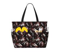 GVYGVY Large Beach Bags for Women Sandproof - American Football Print Summer Travel Work Tote Bags with Zipper