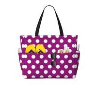 GVYGVY Large Beach Bags for Women Sandproof - Bright purple Polka Dot Print A Summer Travel Work Tote Bags with Zipper
