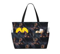 GVYGVY Large Beach Bags for Women Sandproof - Cool Fire Mountain Dragon A Print Summer Travel Work Tote Bags with Zipper