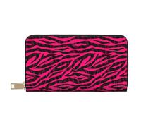 GVYGVY Leather Thin Slim Wallets for Women & Men - Black red bright zebra print Card Wallet Holder with Zipper