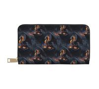 GVYGVY Leather Thin Slim Wallets for Women & Men - Cool Fire Mountain Dragon A Print Card Wallet Holder with Zipper