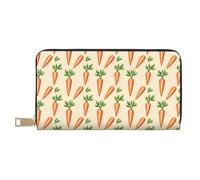 GVYGVY Leather Thin Slim Wallets for Women & Men - Cute Carrots Print Card Wallet Holder with Zipper
