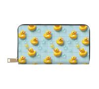 GVYGVY Leather Thin Slim Wallets for Women & Men - Cute Duck Bubbles Print Card Wallet Holder with Zipper
