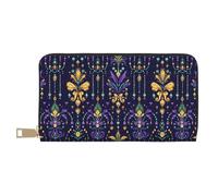 GVYGVY Leather Thin Slim Wallets for Women & Men - Mardi Gras Pattern Print Card Wallet Holder with Zipper