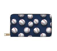 GVYGVY Leather Thin Slim Wallets for Women & Men - Modern Baseball White Print Card Wallet Holder with Zipper