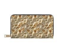 GVYGVY Leather Thin Slim Wallets for Women & Men - Pancake Pattern Print Card Wallet Holder with Zipper