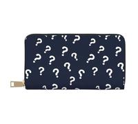 GVYGVY Leather Thin Slim Wallets for Women & Men - Question Mark Minimalist Print Card Wallet Holder with Zipper