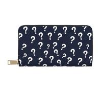 GVYGVY Leather Thin Slim Wallets for Women & Men - White Question Mark Print Card Wallet Holder with Zipper