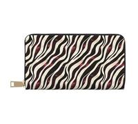 GVYGVY Leather Thin Slim Wallets for Women & Men - Wine Red Zebra Pattern Print Card Wallet Holder with Zipper