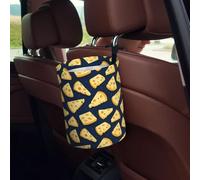 GVYGVY Mini Car Trash Can for Back Seat - Collapsible Hanging Bright Cheese Print Vehicle Car Trash Bin, Small Automotive Garbage Cans Interior for Truck SUV with Hook and Loop